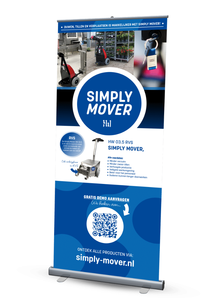 Grafisch ontwerp roll-up banner beursmateriaal