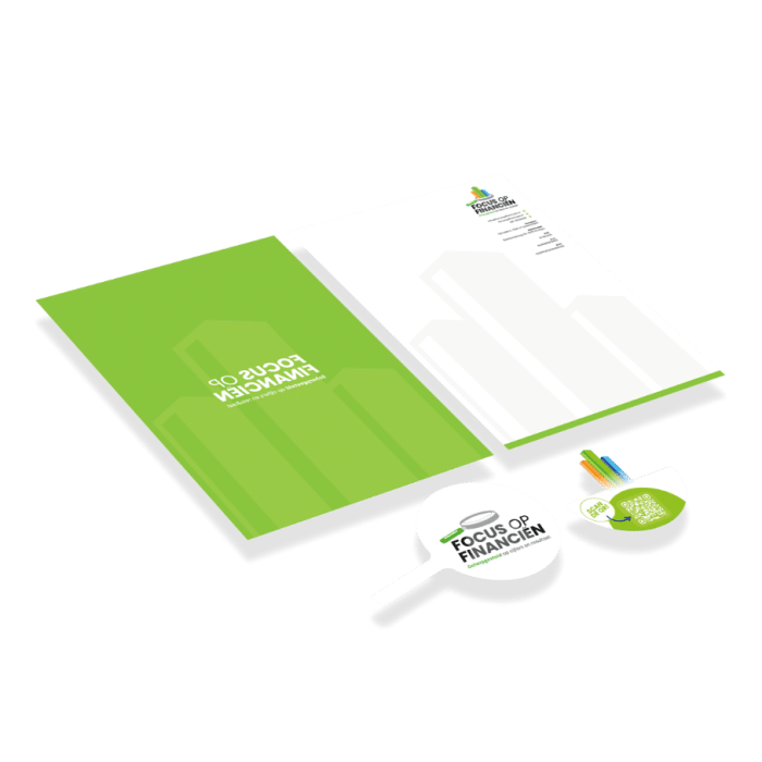 logo en huisstijl ontwerp met huisstijlbox Focus op Financien
